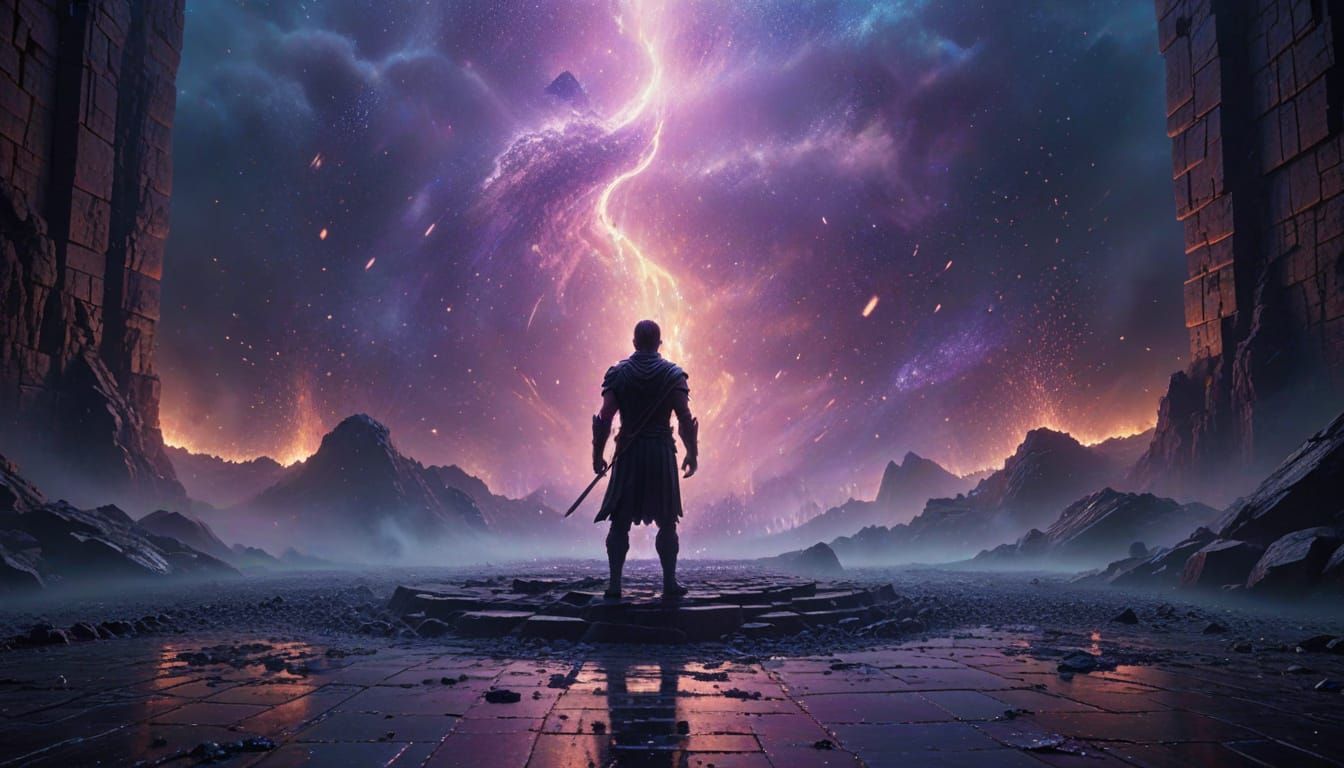 Epic Surreal Landscape with Figure, Ash Thorp Style