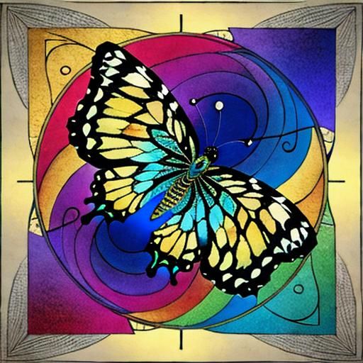 Jewelled Egyptian Butterfly with Fractal Design