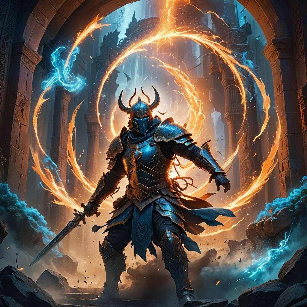 Mystical Portal Warrior in Epic Fantasy Art