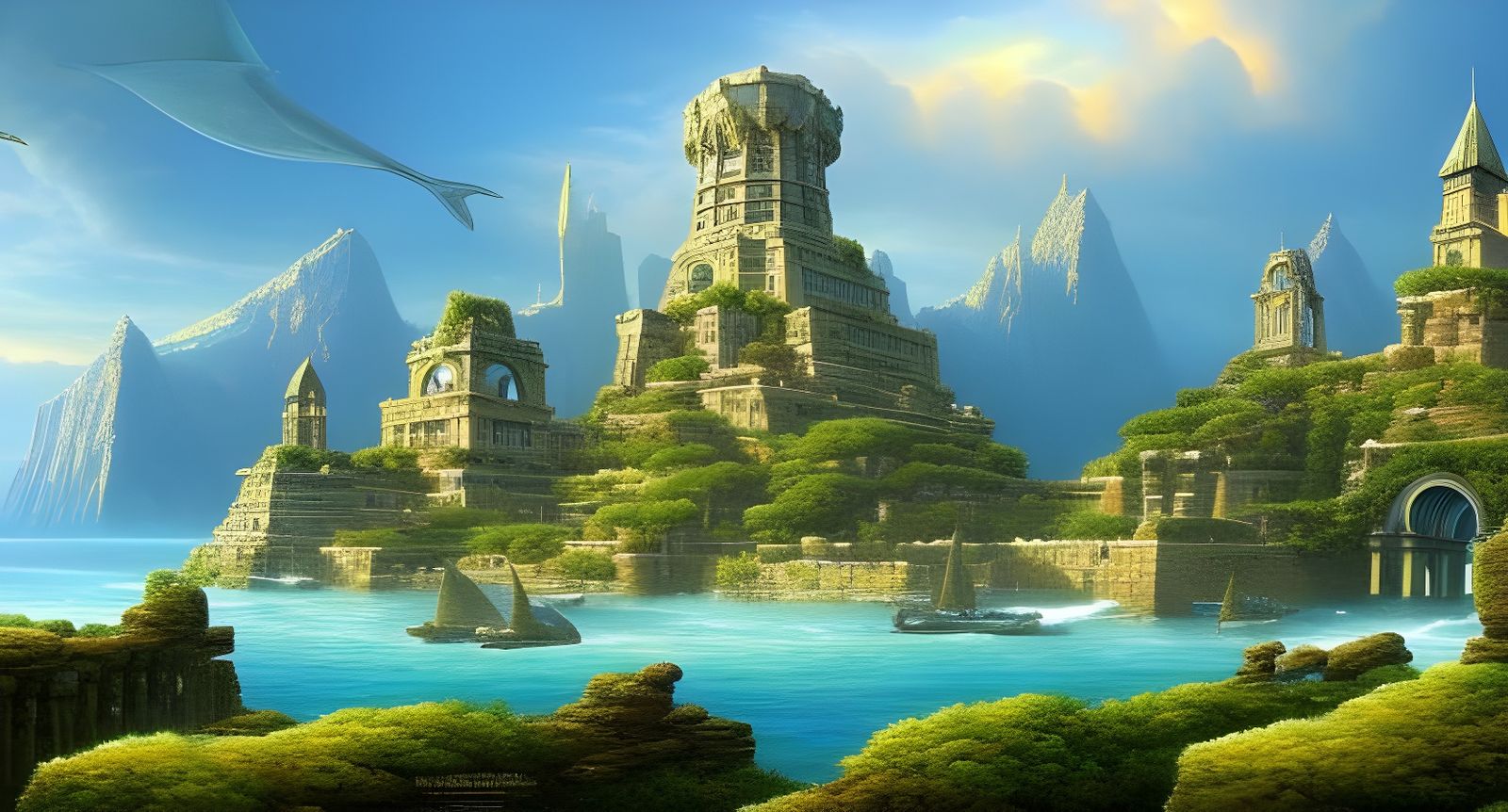 Hyperdetailed Underwater City of Atlantis Matte Painting