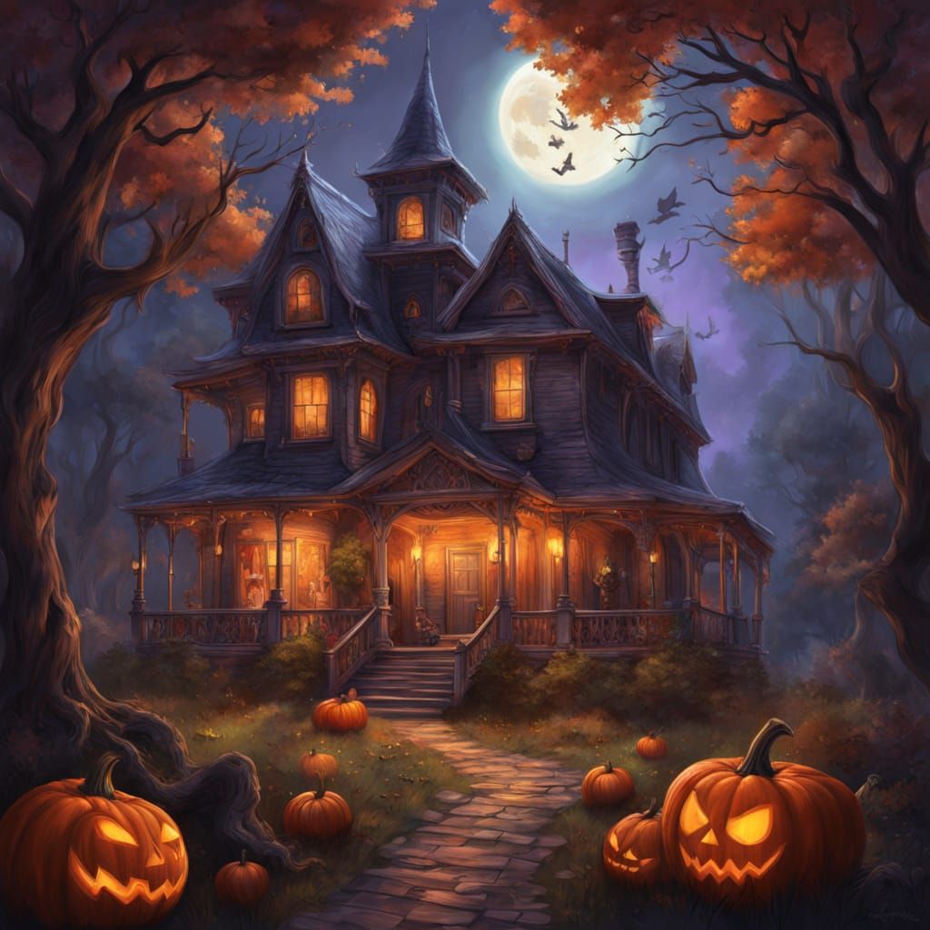 Haunted Halloween Gathering in Cozy Haunted House