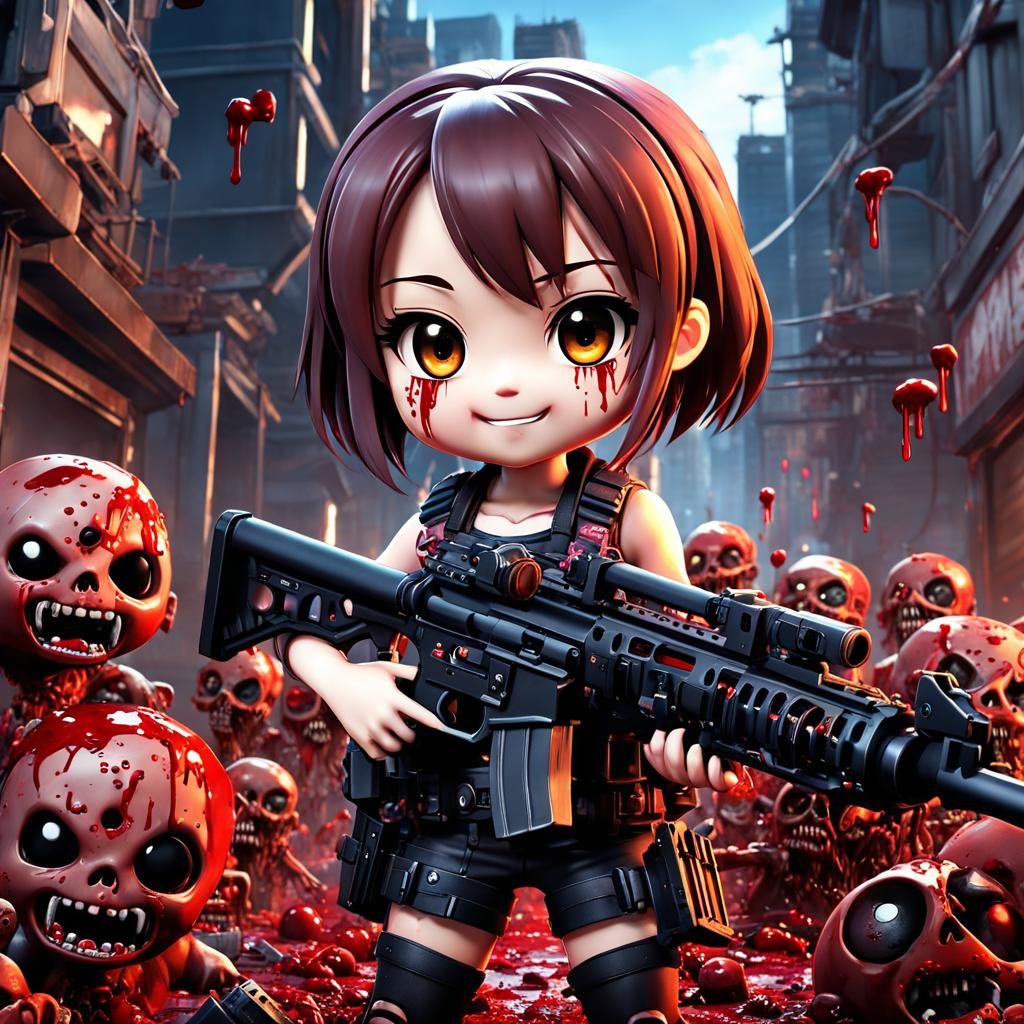 Chibi Girl in Zombie Apocalypse: Anime Style
