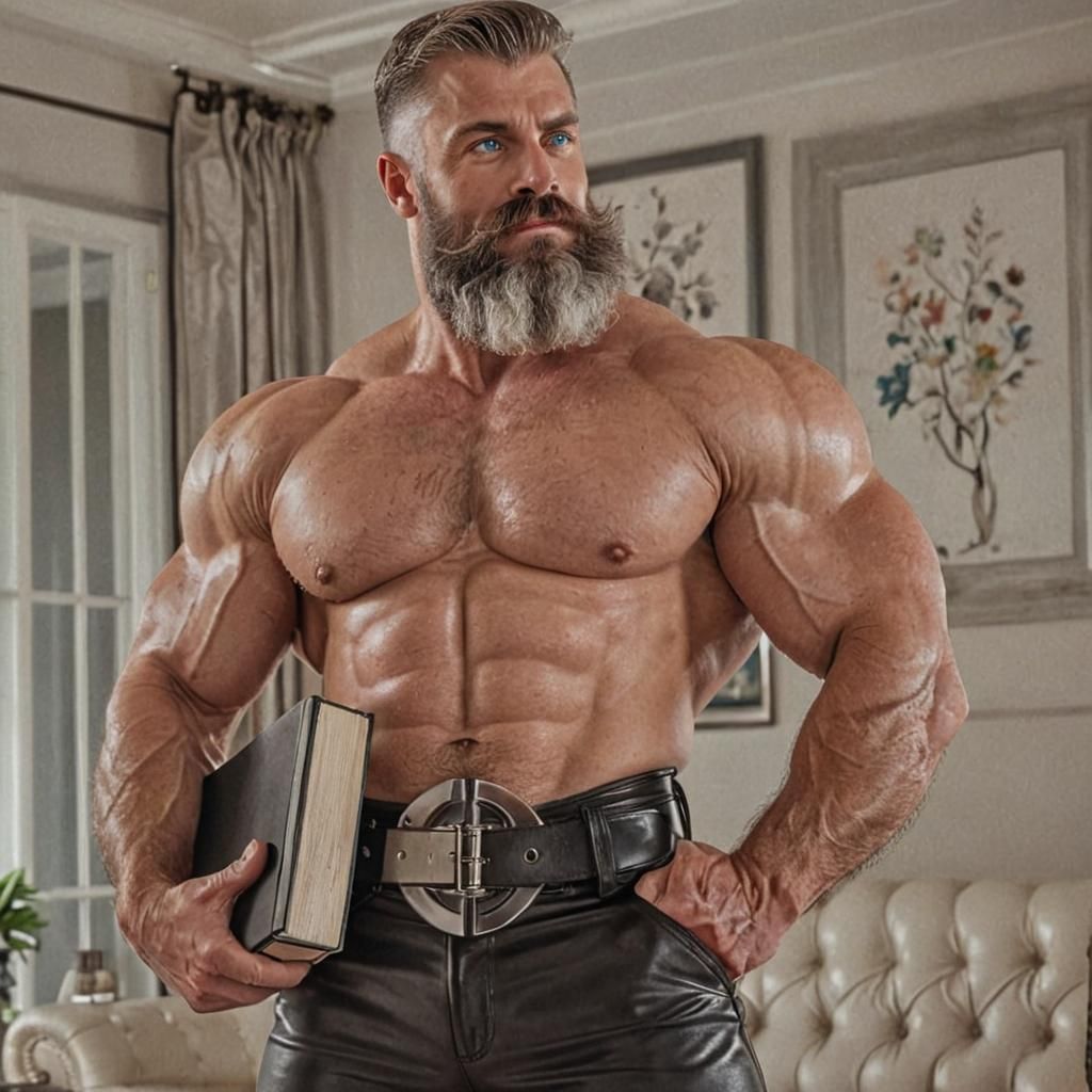 Confident Bodybuilder in Sophisticated Living Room