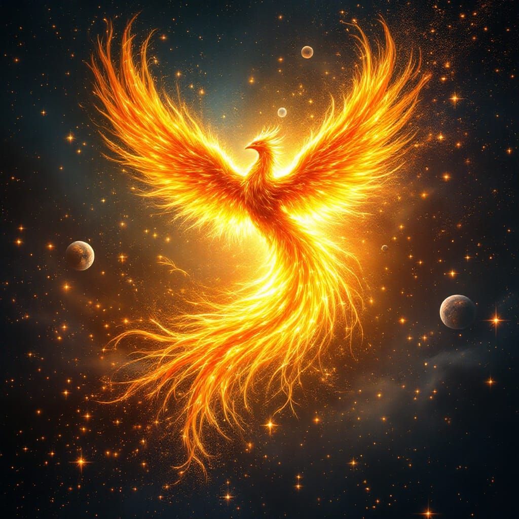 Supernova Phoenix Rebirth in Cosmic Aesthetic