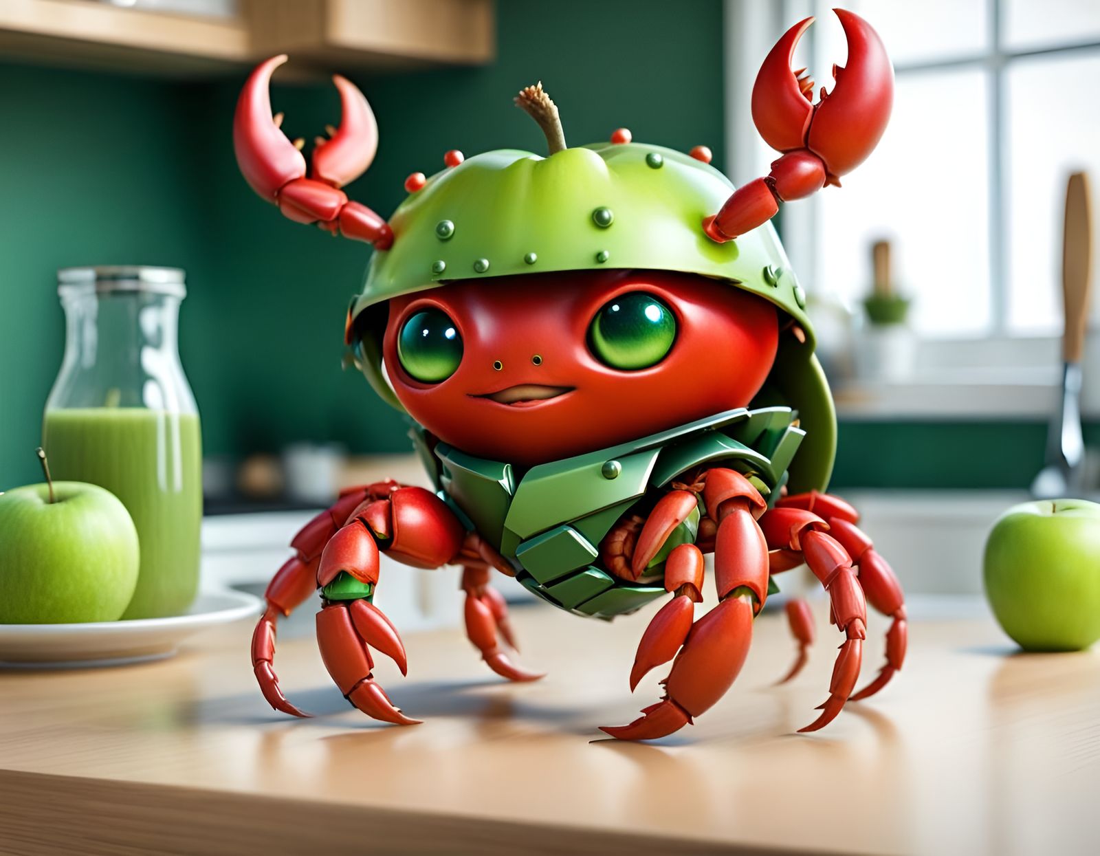 Friendly Red Crab in Apple Armor