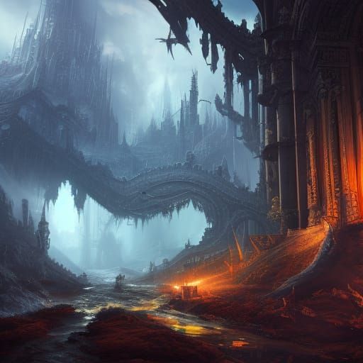 Fantastical Landscape in Deep Color, Trending on Artstation