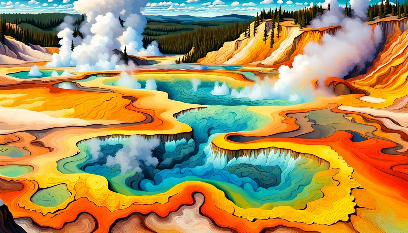 Dinosaurs in Yellowstone: A Neo-Impressionistic Vision