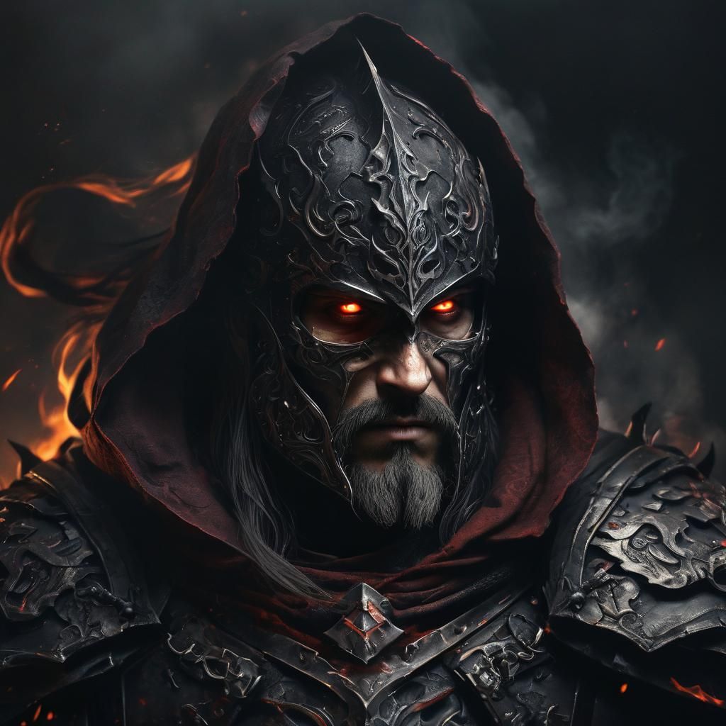 Dark Fantasy Warlord Portrait in Ornate Armor