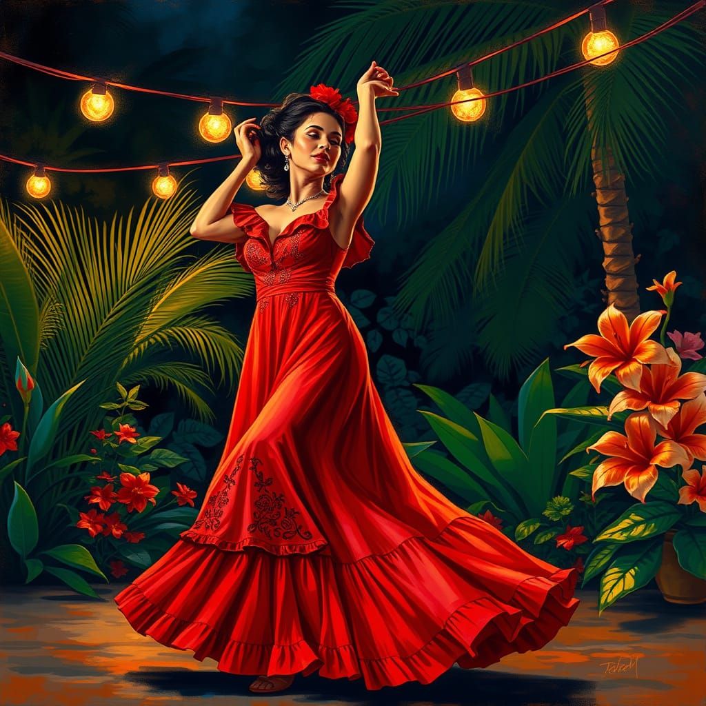 Latina Goddess in Vibrant Summer Dance