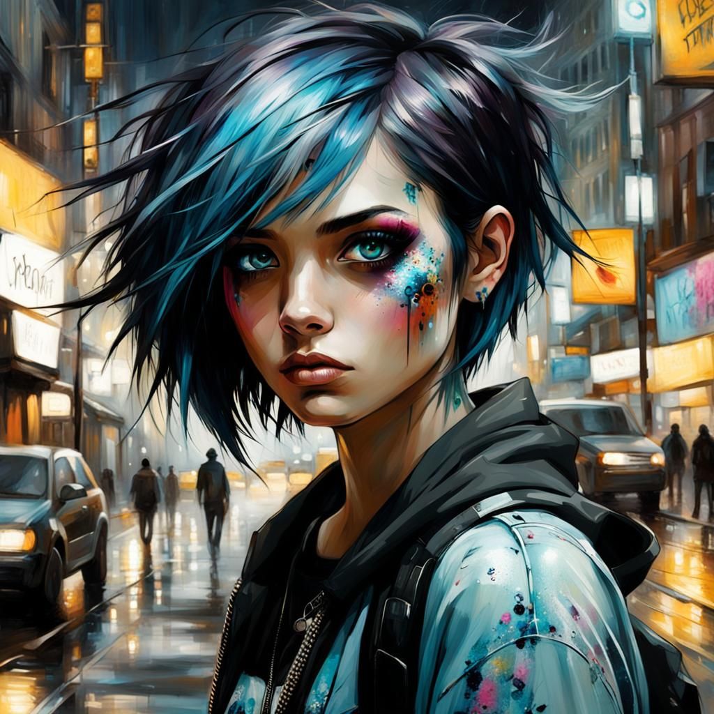 Young Graffiti Artist in Bright Dramatic Lighting