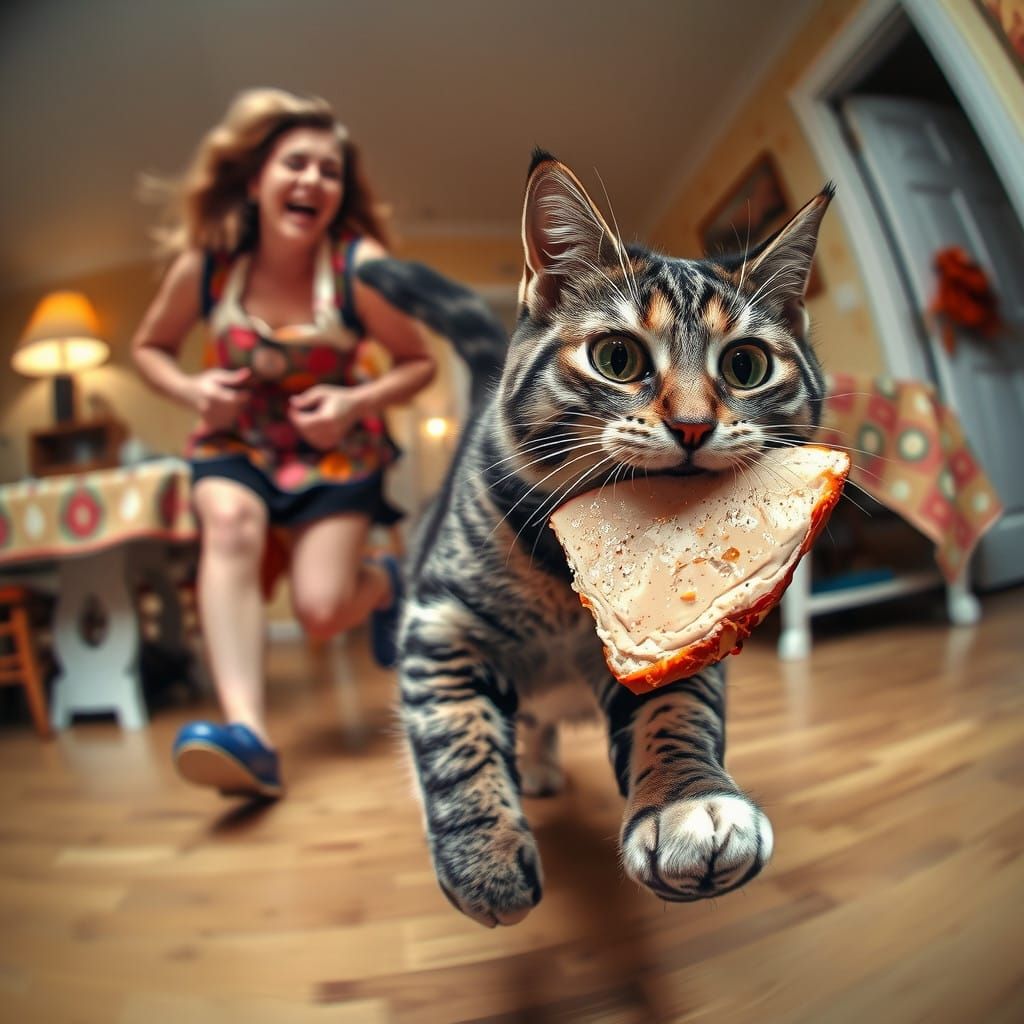 Frenzied Feline Fugitive in Retro Thanksgiving Mayhem