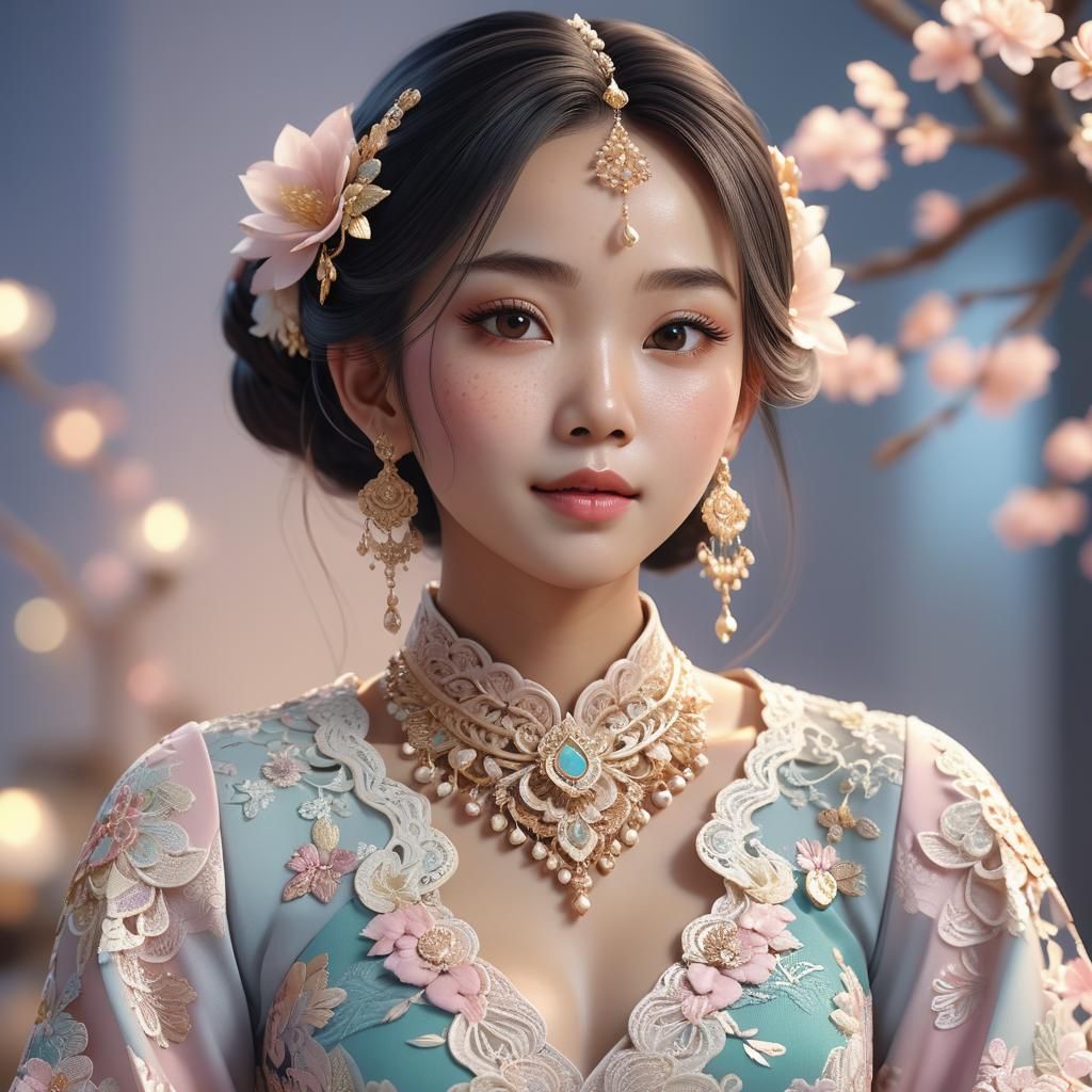 Anime Portrait of Malaysian Woman in 3D