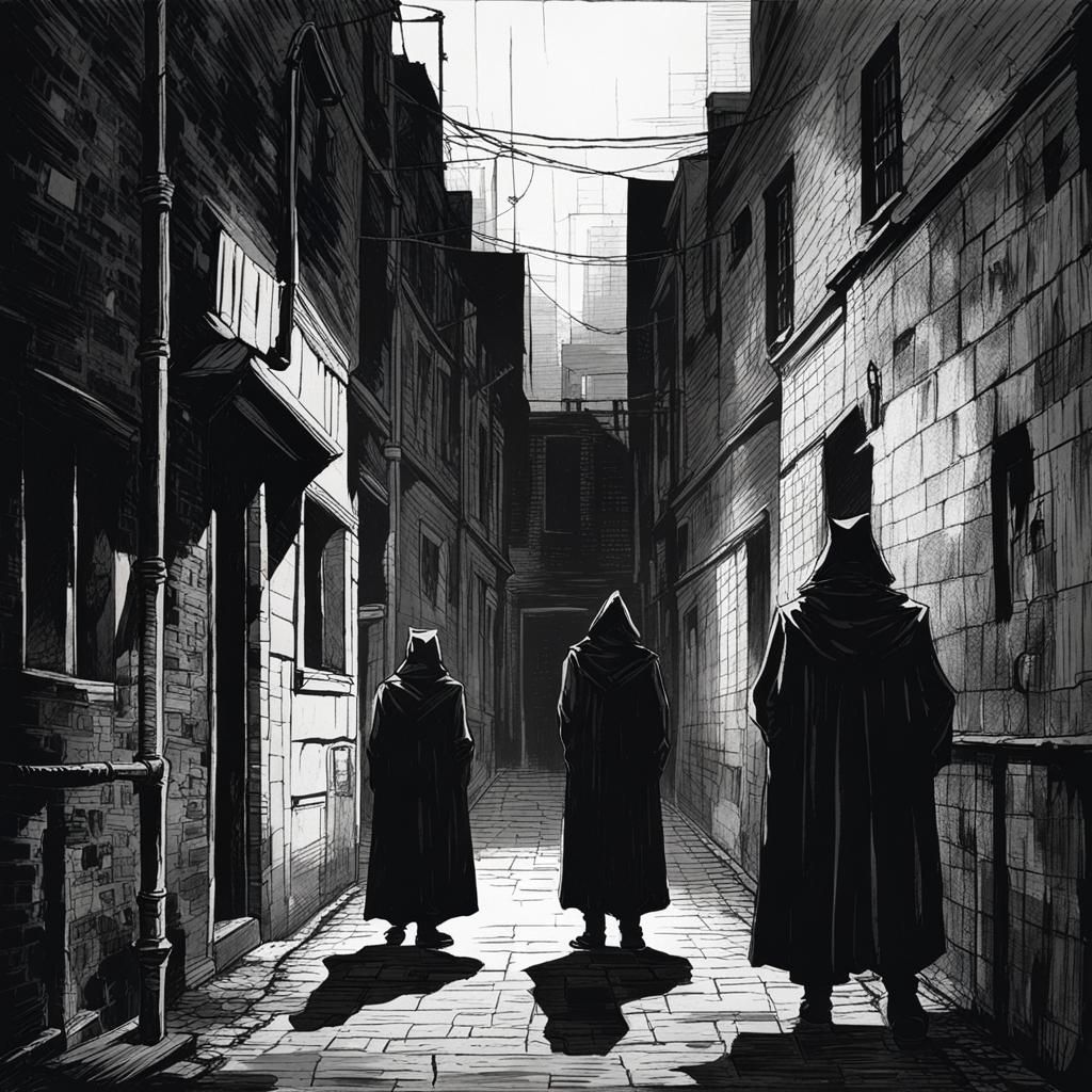 Menacing Shadow Figures in Dark Alleyway
