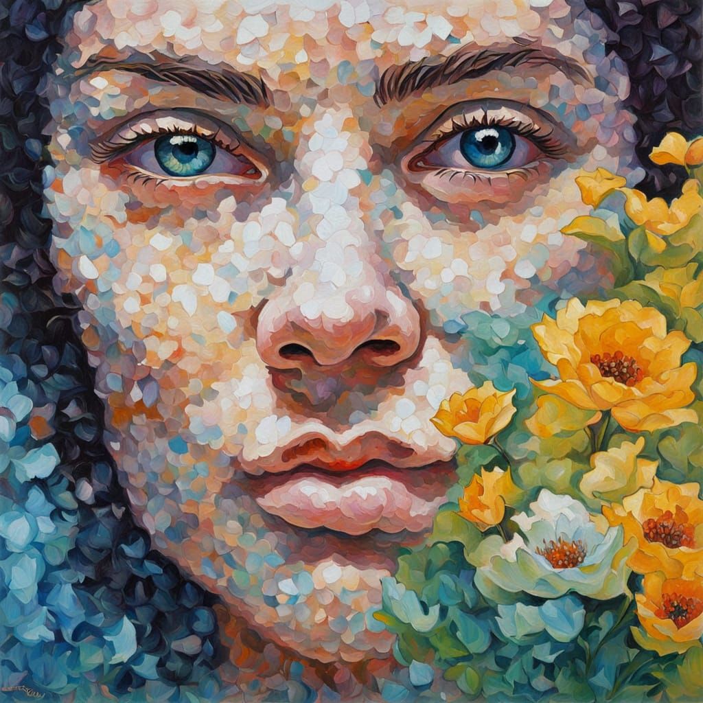 Beautiful Woman in Neo-Expressionist Oil Painting