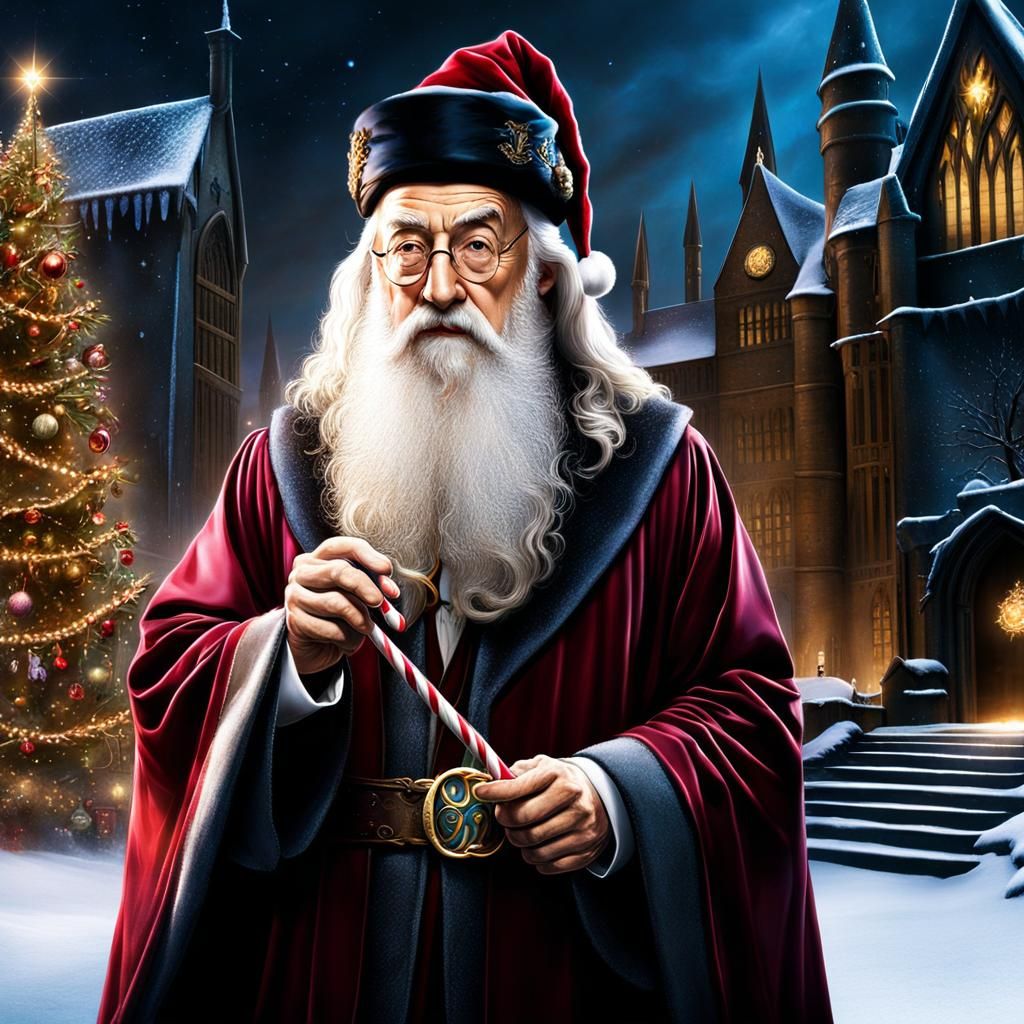Dumbledore wishing his students a merry Christmas