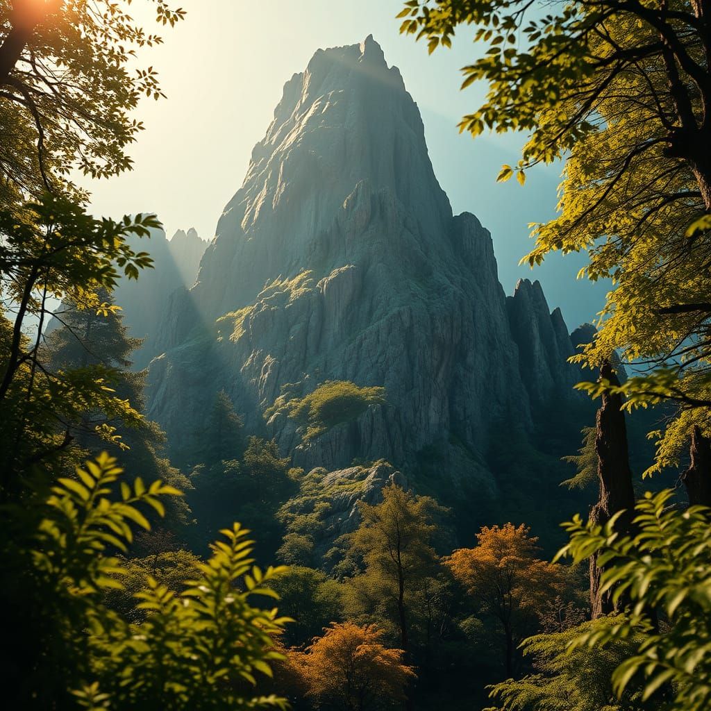 Majestic Mountain Landscape in Vibrant Fantasy Style