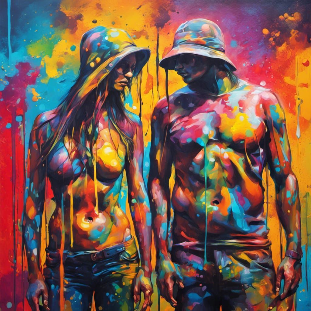 Abstract Impressionist Art of Man and Woman Together