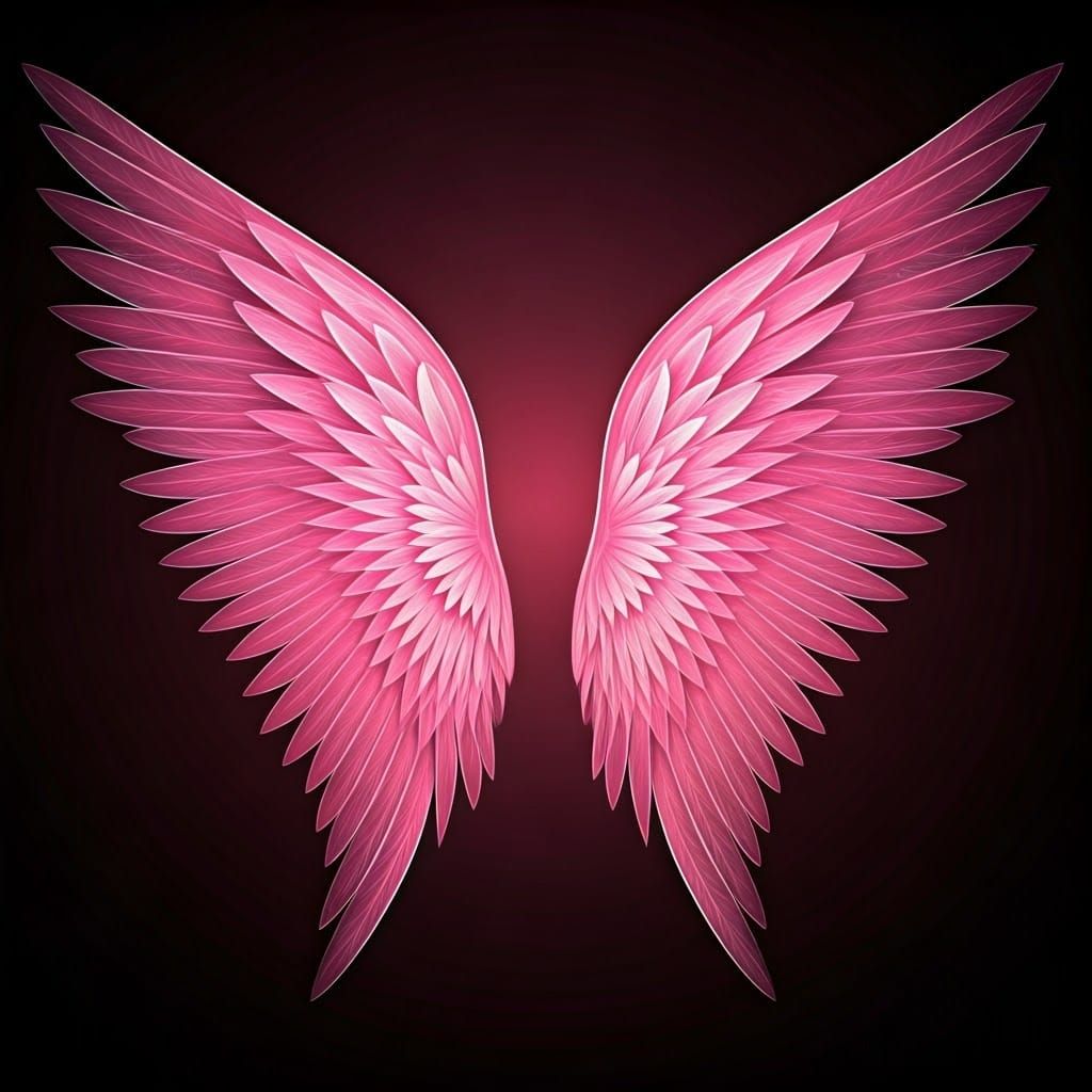 Pink Ribbon Angel Wings in Fantastical Realism