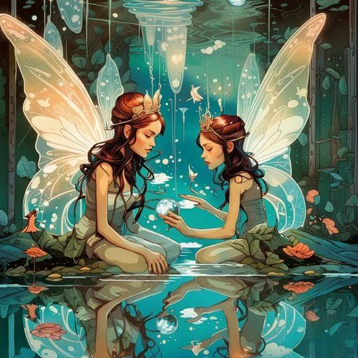 Fairies in Pond: A Whimsical Scene