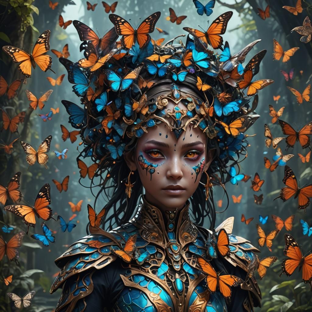 Butterfly Humanoid: Detailed Matte Painting