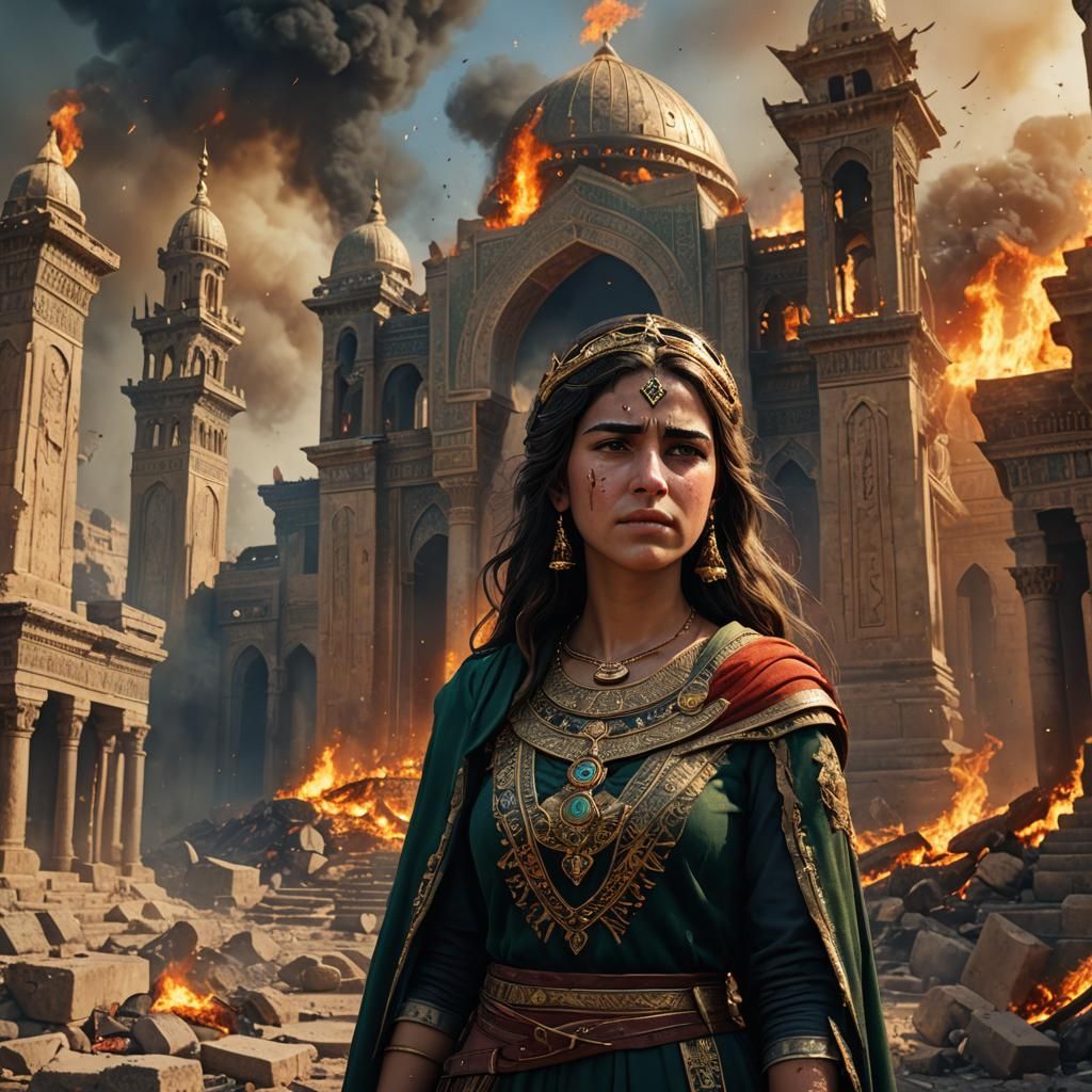 Palestinian Princess Crying Before Burning Temple