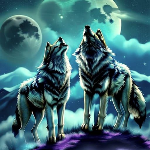 Wolf Moonlit Serenade in a Mountain Valley