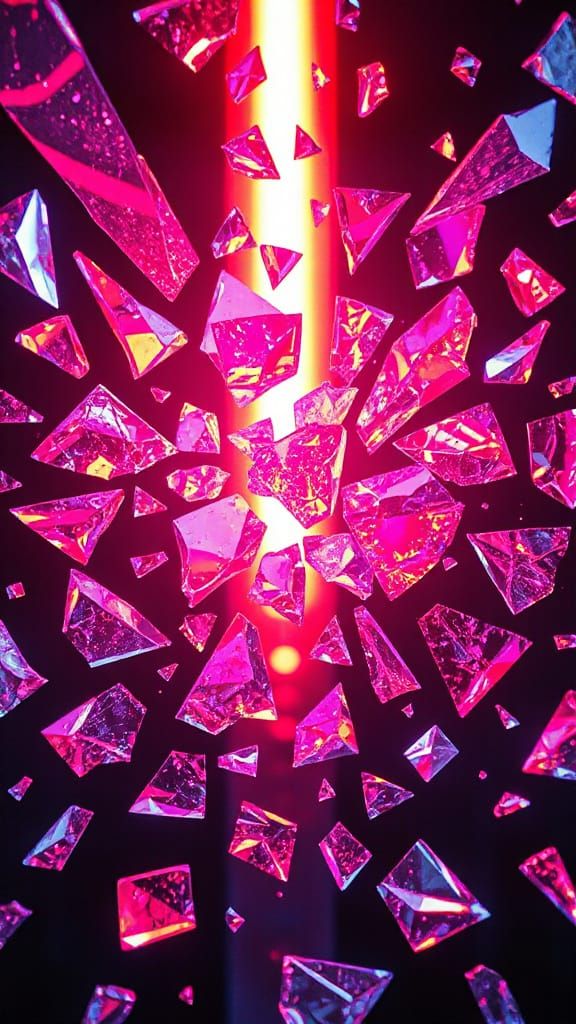 Shattered Glass Fragments in Futuristic Digital Art