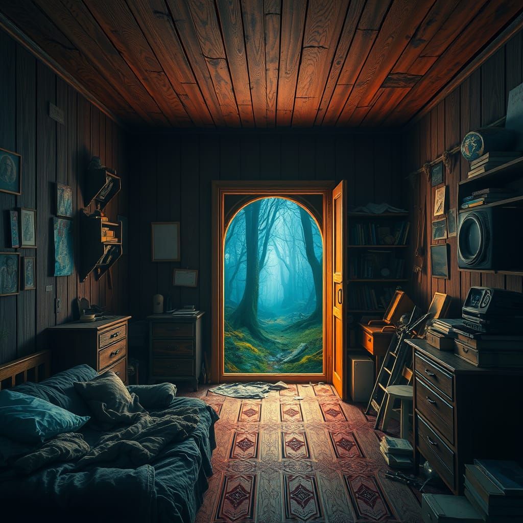 Mystical Forest Portal in Atmospheric Digital Painting