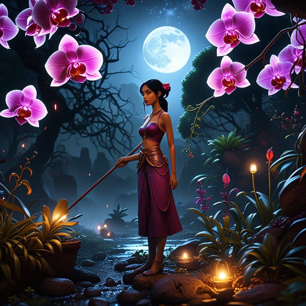 Cultivator Under Blood Moon: Fantasy Concept Art