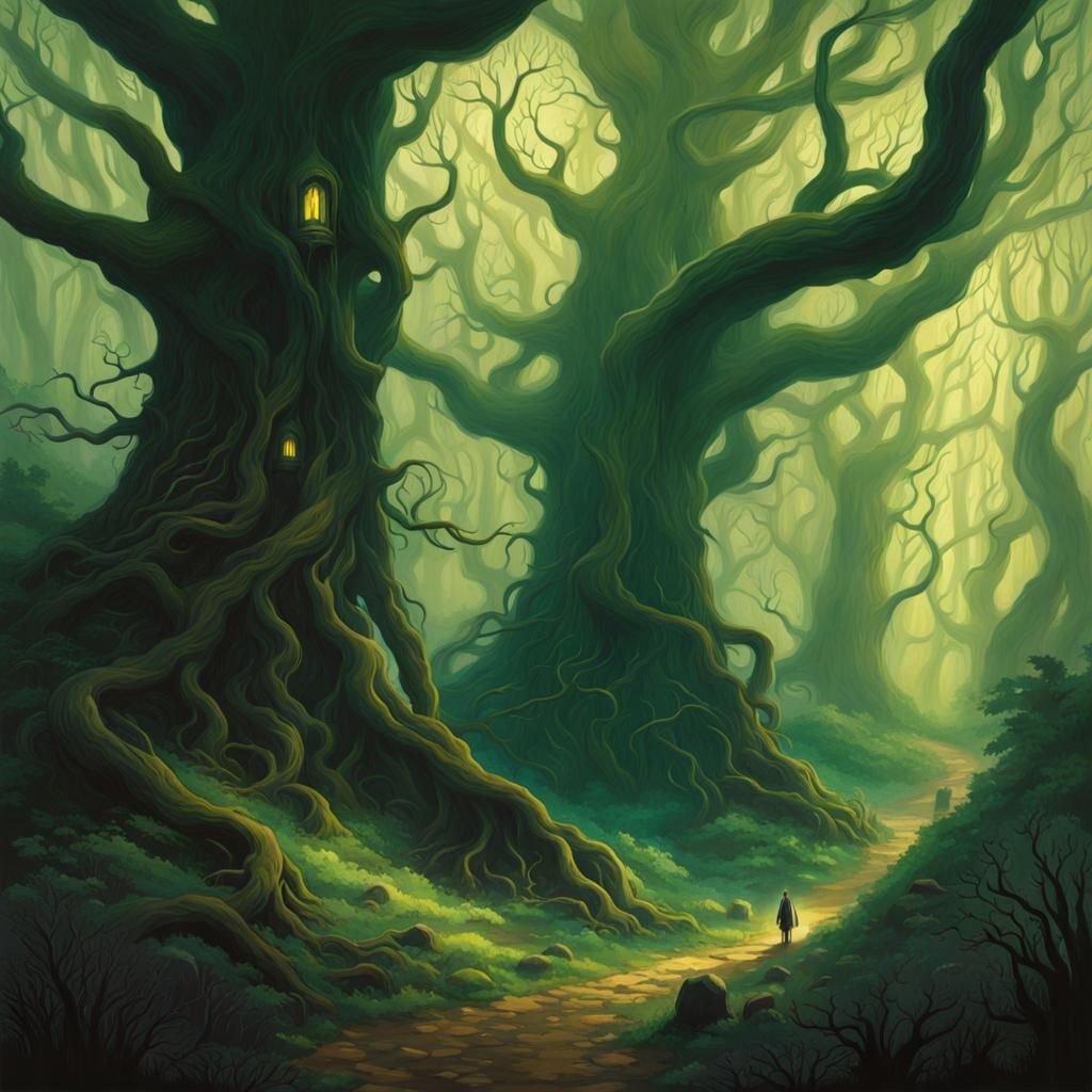 Eldritch Forest Illustration in Graphic Novel Style