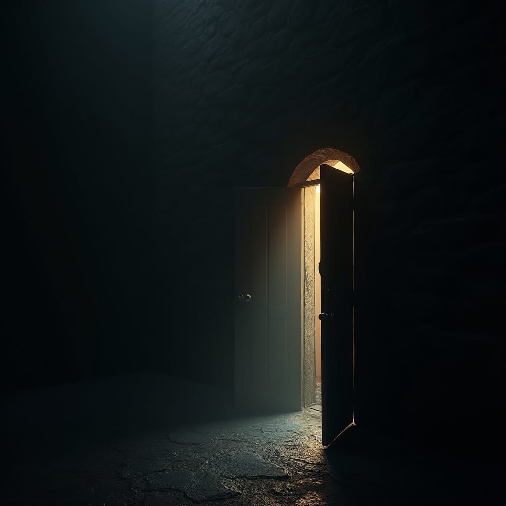 Mysterious Doorway Illuminated in Ethereal Glow