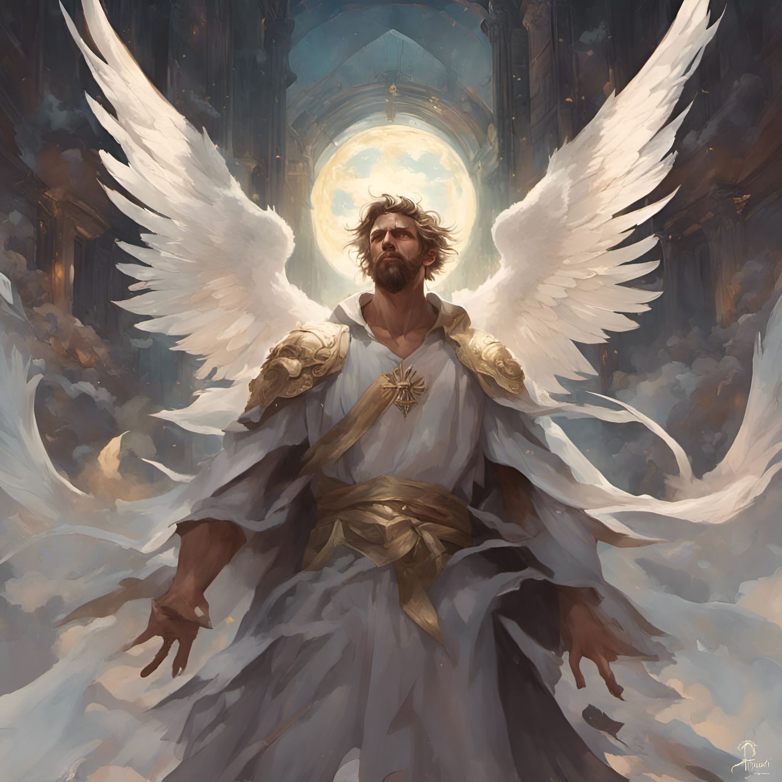 Angels Descend to Aid Man: Hyperdetailed Concept Art