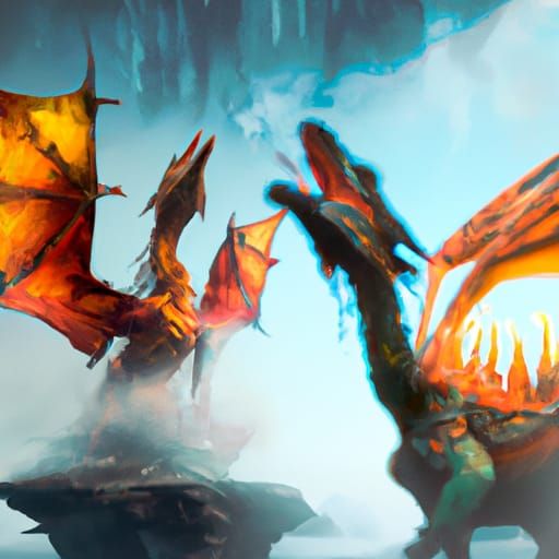 Dragons Breathing Fire Fantasy Concept Art