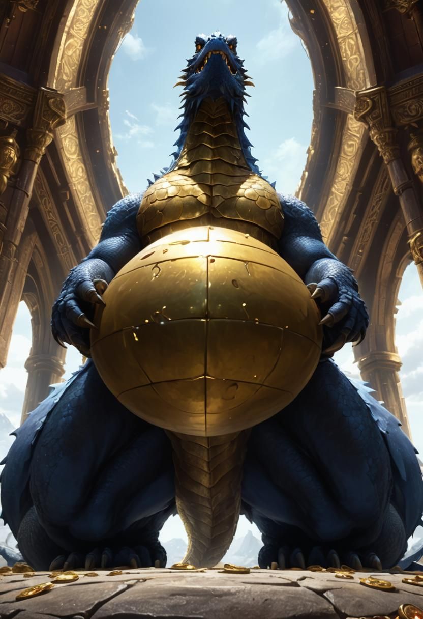 Dragon on Treasure Hoard in Vibrant Digital Art