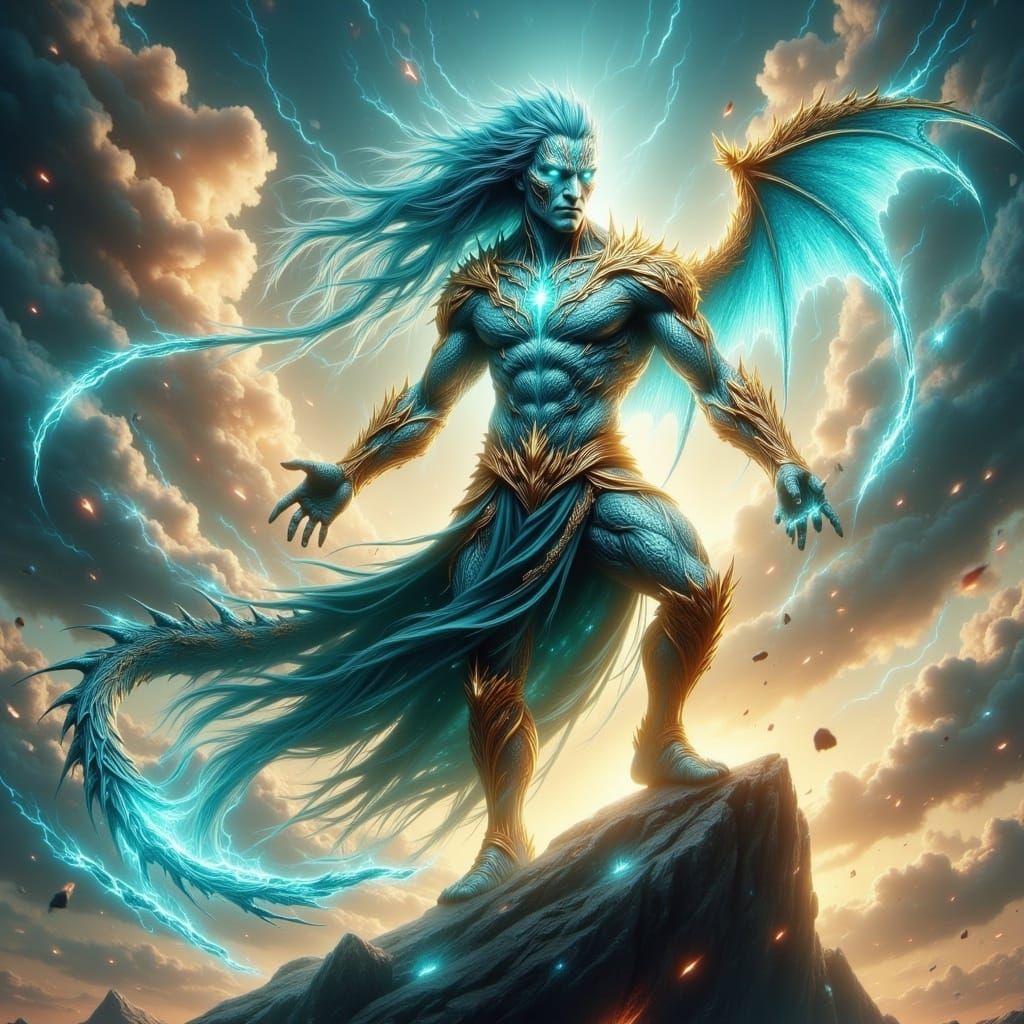 Dragon Warrior with Emerald Eyes in Anime Style