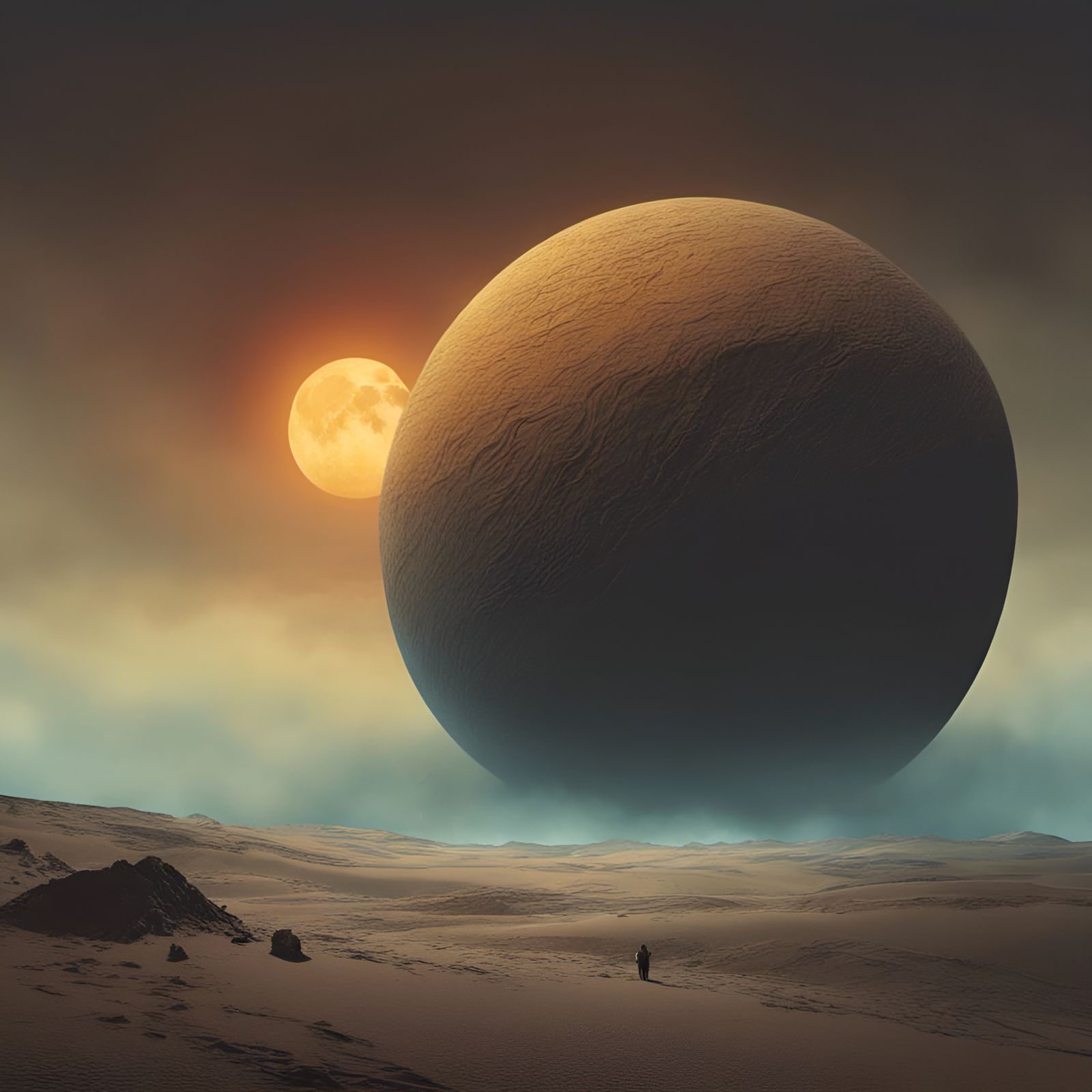 Cosmic Skull Moon in a Horror Landscape