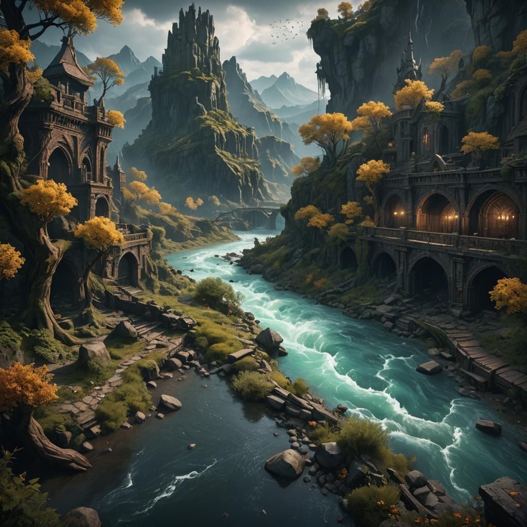 Dark River Flows to a Heart: Fantasy Concept Art
