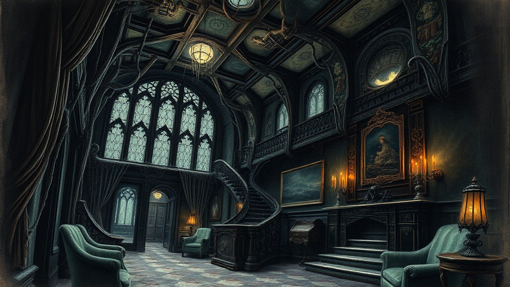 Haunted Mansion Interior in Colored Graphite