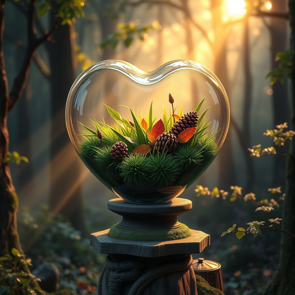 Whimsical Forest Glass Vessel in Morning Dew