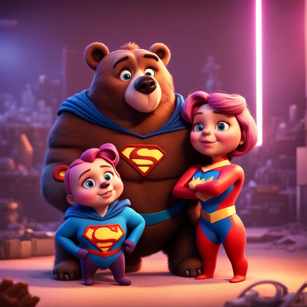 Bears as Superheroes: 3D Digital Art