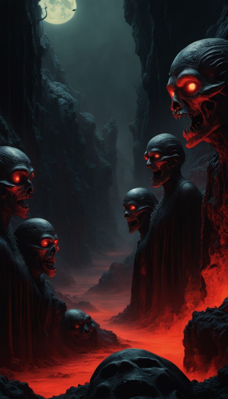 Surreal Biopunk Horror Scene in Vanta Black Sands