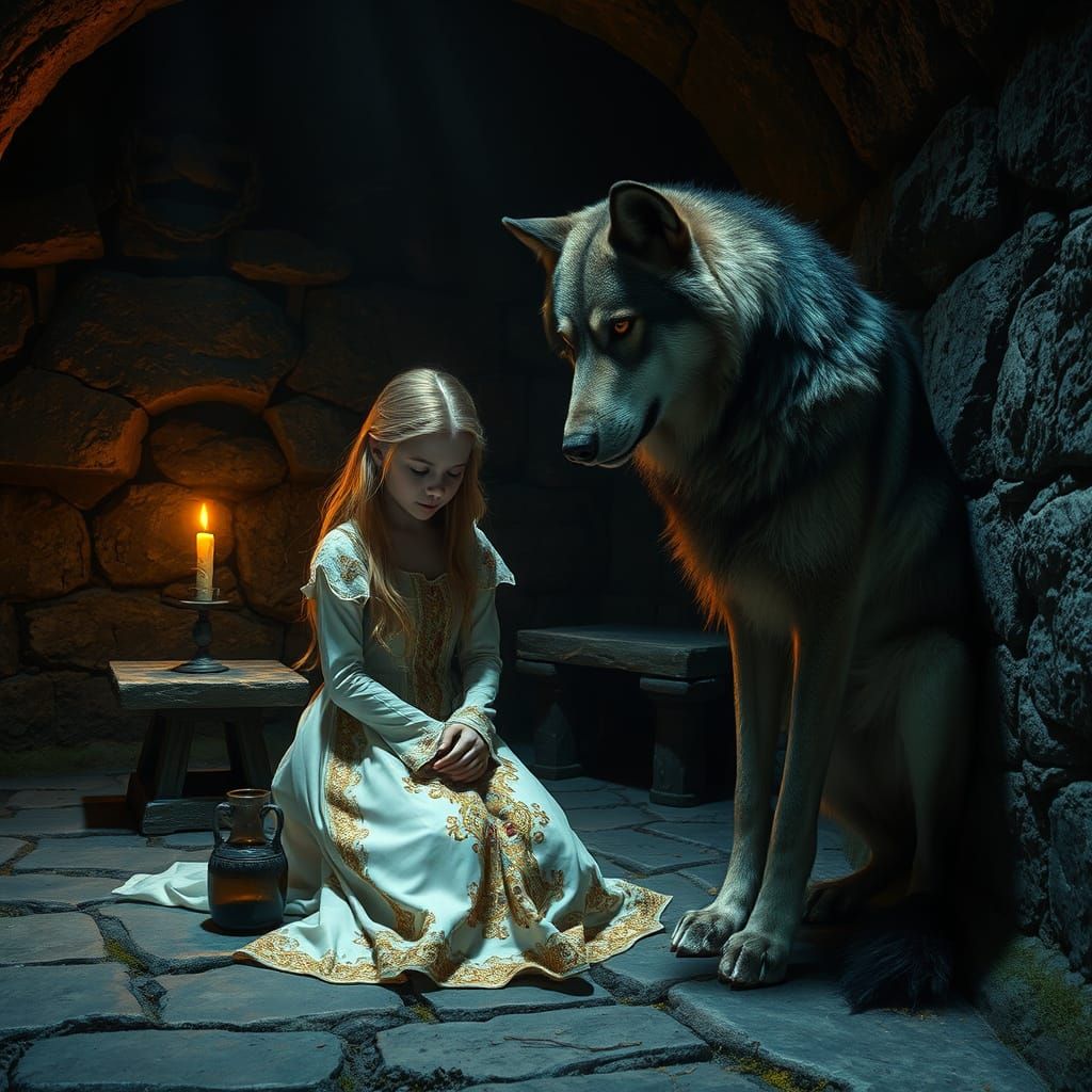 Princess in Solitude, a Haunting Scene in Golden Light