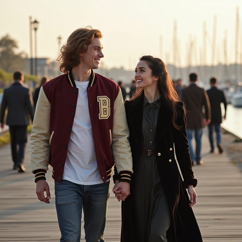 Couple on Boardwalk in Early Afternoon Light