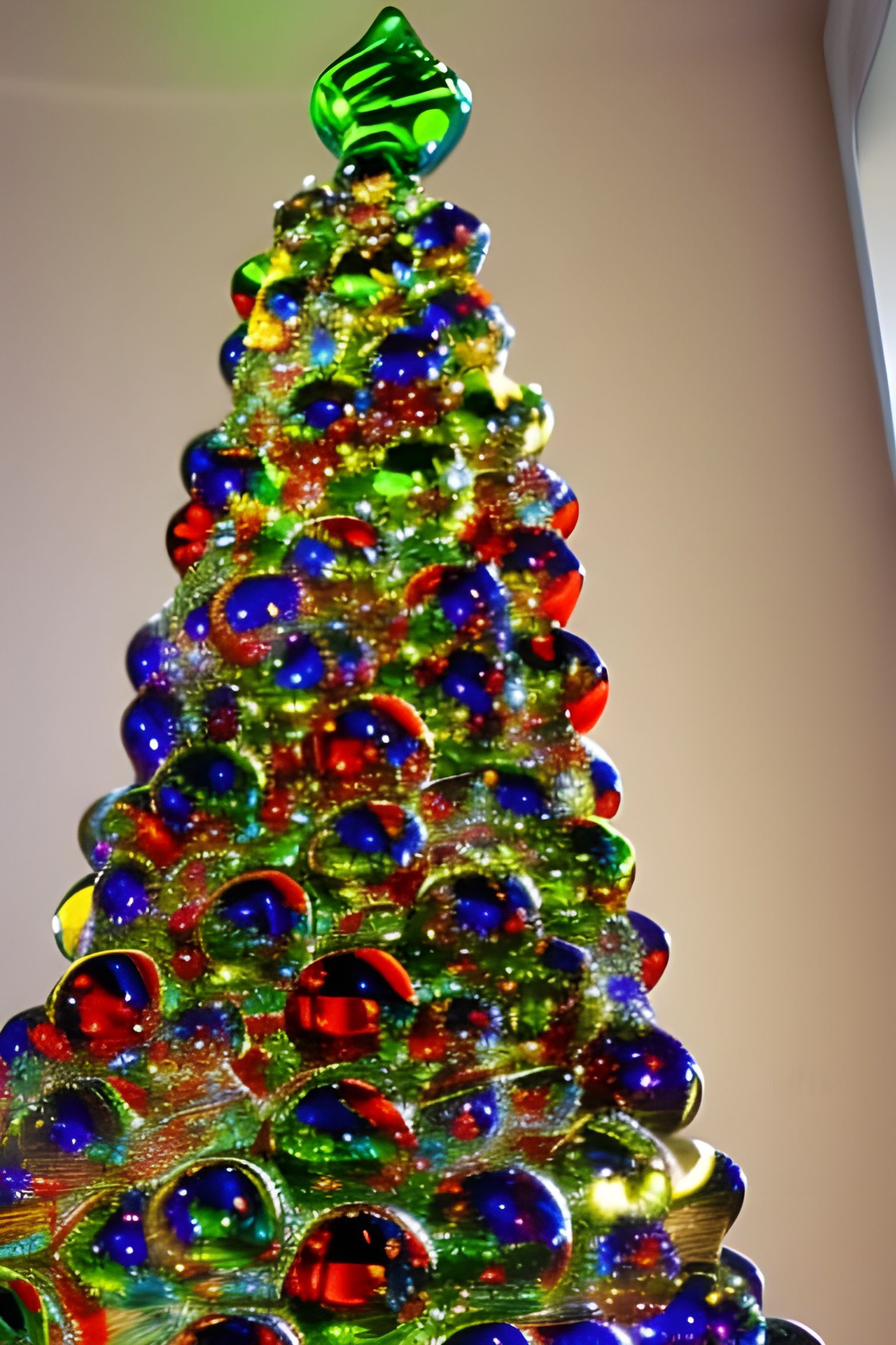 Intricate 3D Blown Glass Christmas Tree