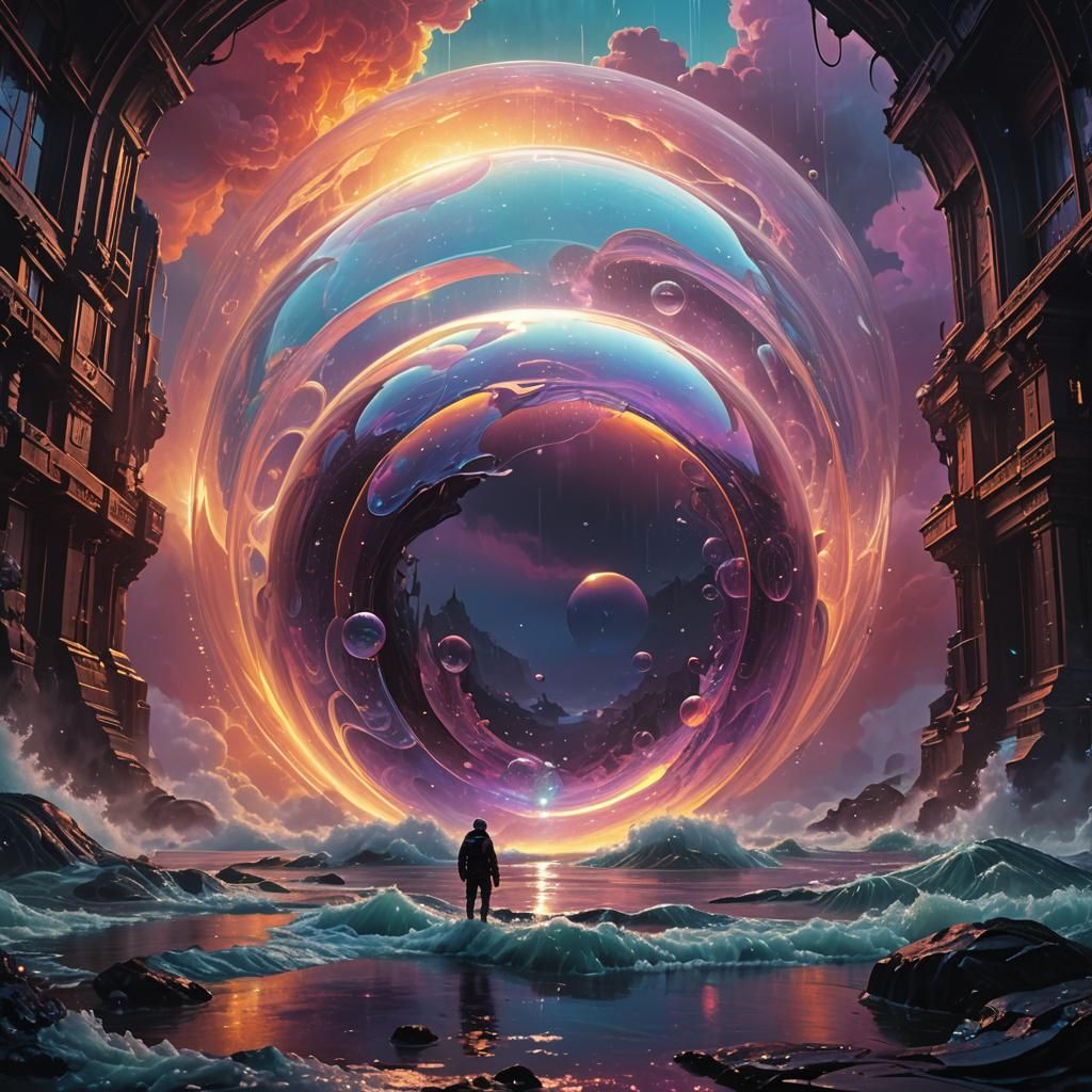 Majestic Portal Emerges from Bubble Waves