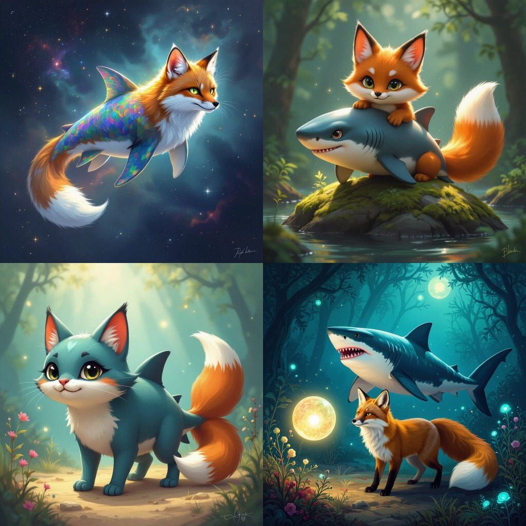 Cat Shark Fox Hybrid Creature