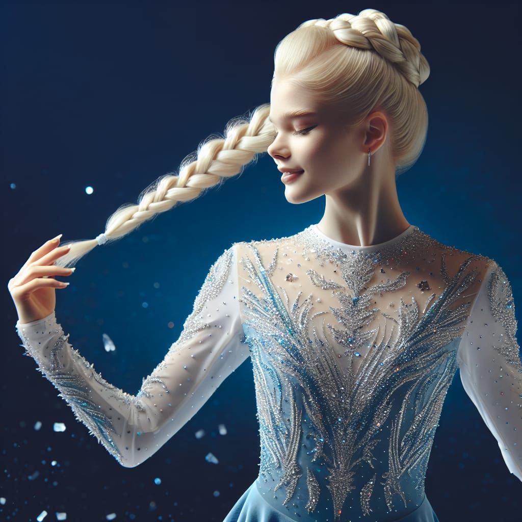 Blonde Figure Skater in Ice Blue Dress