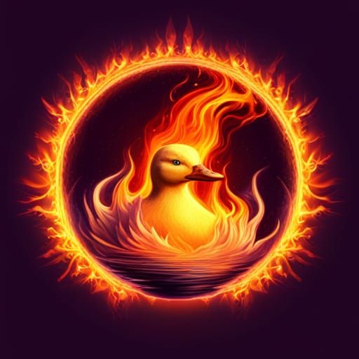 Fiery Duck in Ring of Fire: Digital Matte Painting