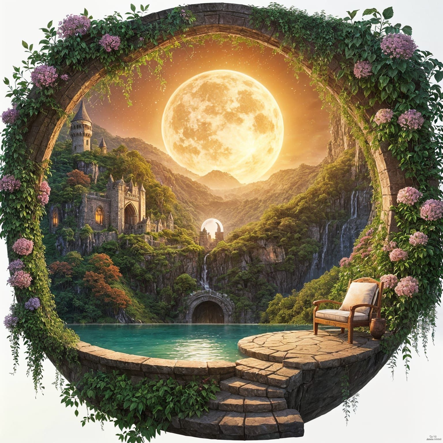 Magical Portal to Fantasy World in Vintage Bedroom