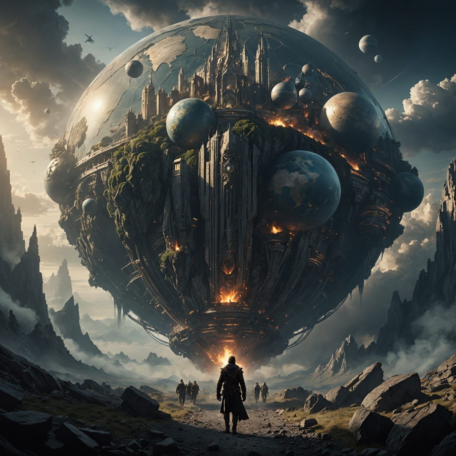 Ethereal Atlas Carrying the World Digital Painting